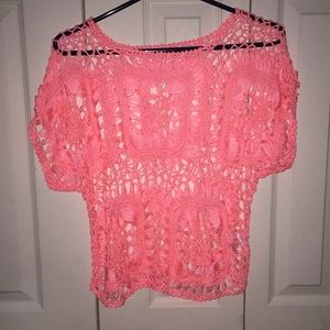 Crocheted peach blouse
